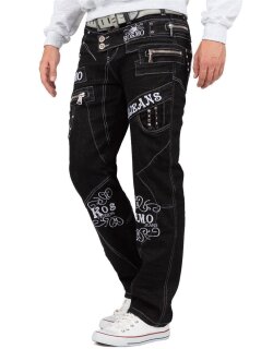 Kosmo Lupo Regular Fit Jeans Stonewashed  KM051-1 Black W32/L32