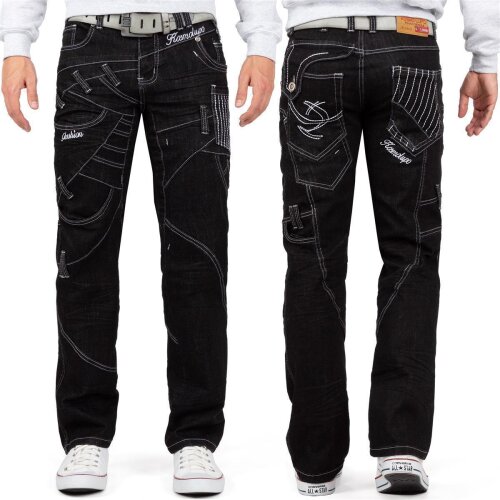 Kosmo Lupo Regular Fit Jeans Stonewashed  KM130-1 Black W32/L32