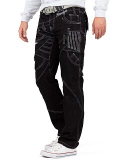 Kosmo Lupo Regular Fit Jeans Stonewashed  KM130-1 Black W32/L32