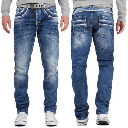 Cipo & Baxx Regular Fit Jeans Herren Stonewashed C1127 Blue W30/L32