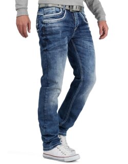 Cipo & Baxx Regular Fit Jeans Herren Stonewashed C1127 Blue W33/L32