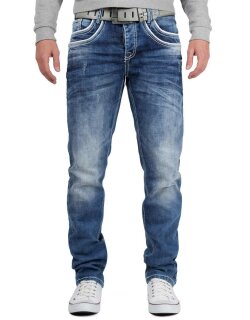 Cipo & Baxx Regular Fit Jeans Herren Stonewashed C1127 Blue W38/L34
