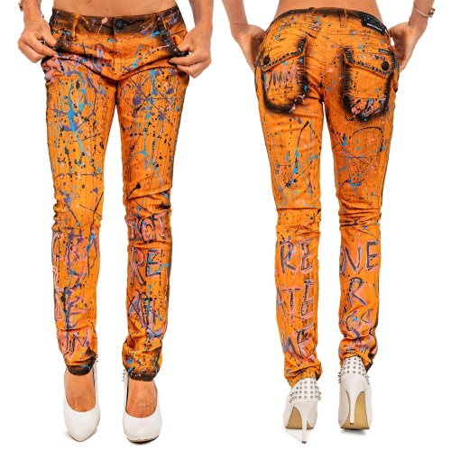 Cipo & Baxx slim fit Jeans Damen Mid Waist WD445 Orange W27/L34