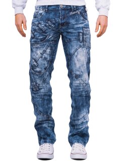 Kosmo Lupo Regular Fit Jeans Herren Stonewashed  KM130 Blue W32/L32