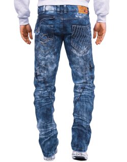 Kosmo Lupo Regular Fit Jeans Herren Stonewashed  KM130 Blue W32/L32