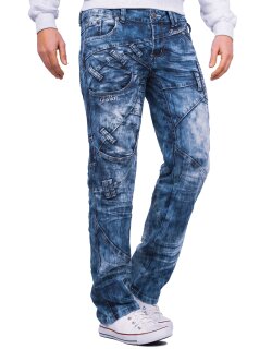 Kosmo Lupo Regular Fit Jeans Herren Stonewashed  KM130 Blue W32/L32